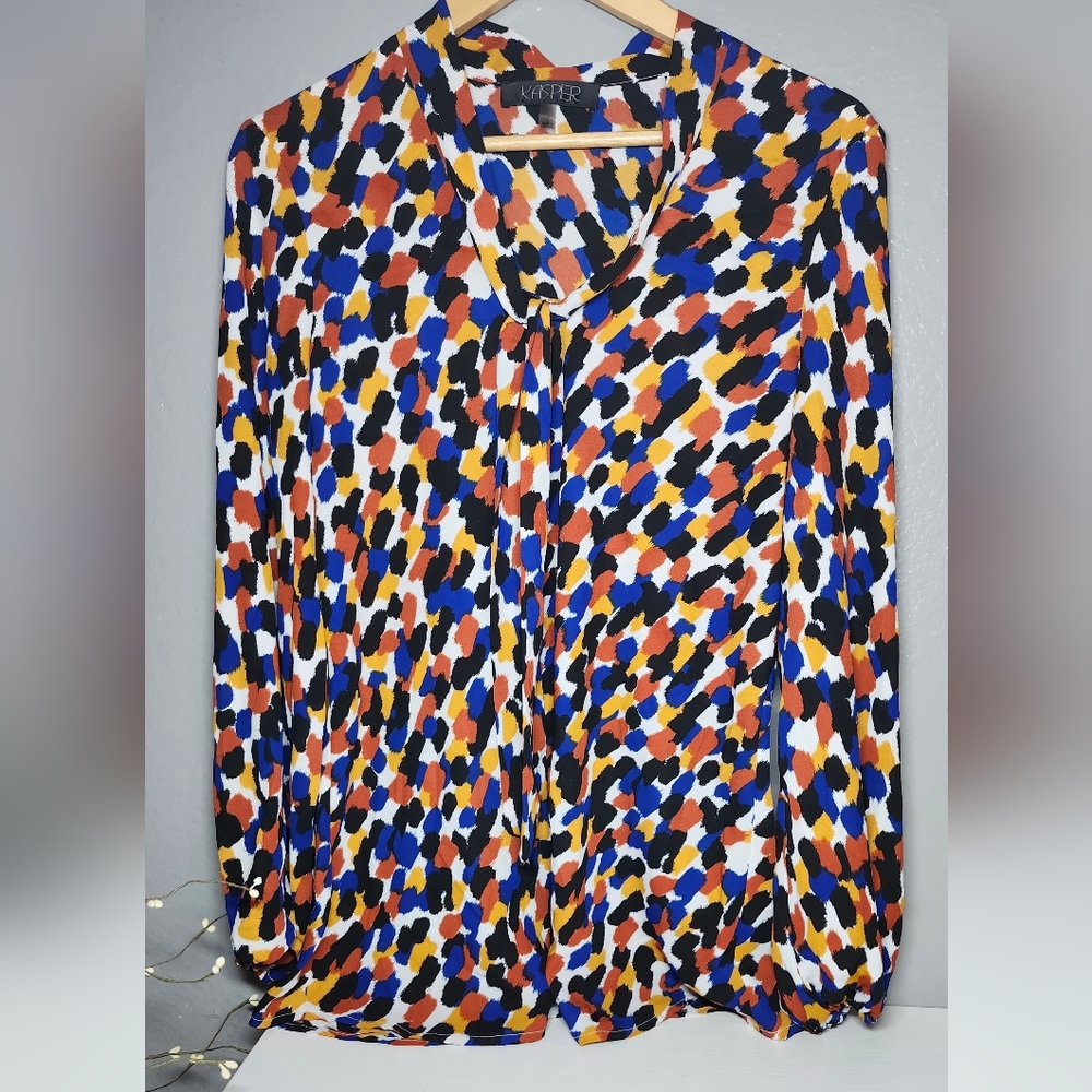 Kasper Multicolor Abstract Print Blouse
